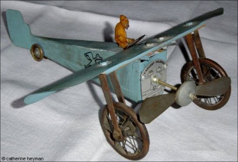 jouets, jouet en t�le acier: Avion bleu